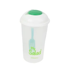Vaso para Ensalada con Tenedor Tapa Blanca 12.5×12.5x20cm