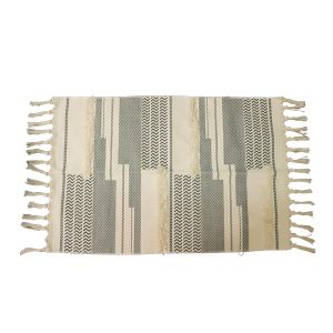 Alfombra decorativa blanca con negro