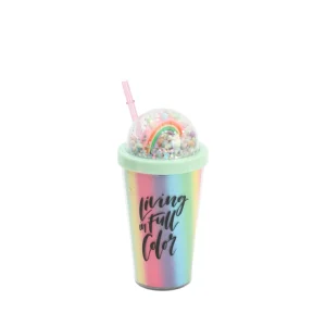 Vaso Con Bombilla Roja Diseño 450Ml