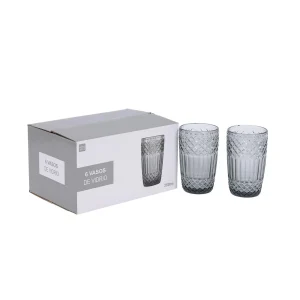Set 6 Vasos Vidrio Gris 380Ml