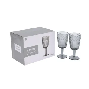 Set 6 Copas Vidrio Gris 300Ml