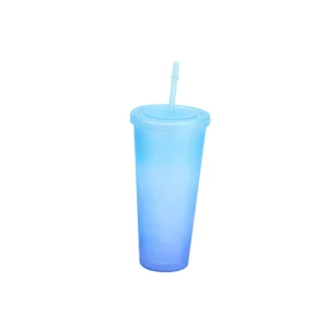 Vaso Con Bombilla Diseño Azul 650Ml