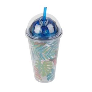 Vaso con Bombilla Diseño Hojas 450ml