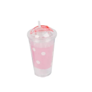 Vaso con Bombilla Diseño Rosado 450ml